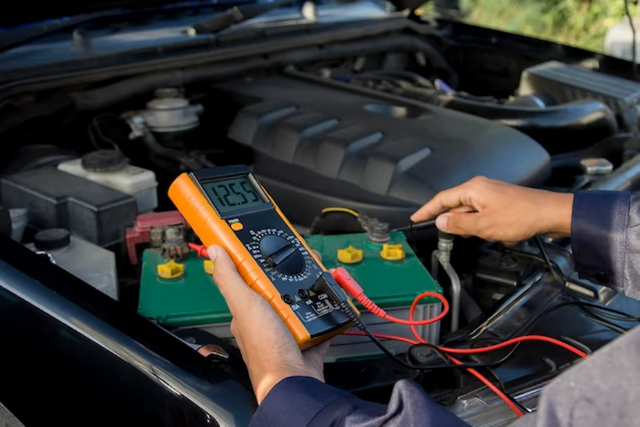 Truck Battery Undergoing Diagnosis